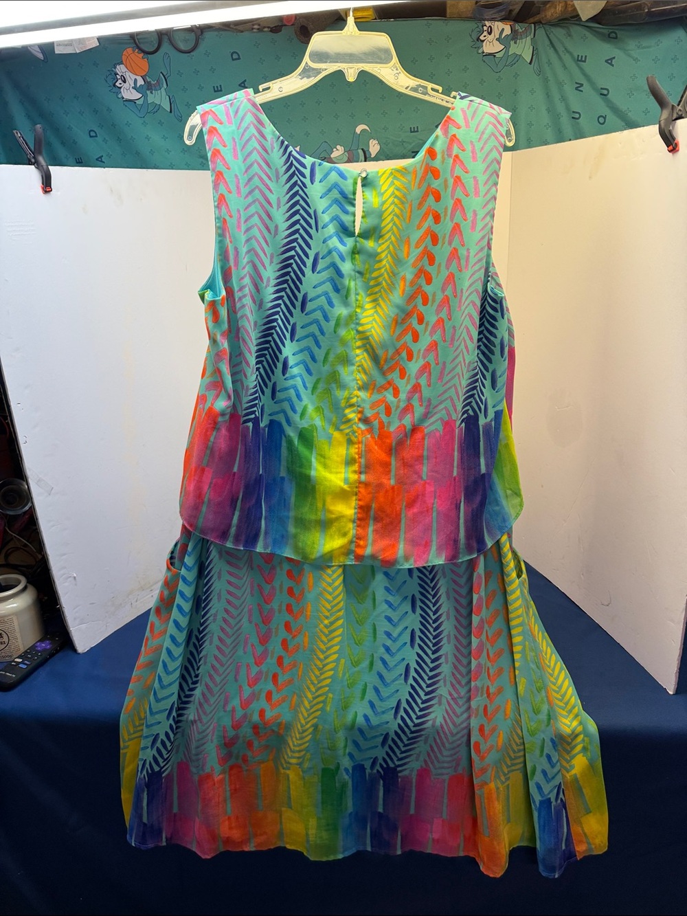 Rabbit Rabbit Rabbit Women's Turquoise Multicolor Tropical Print Dress - Picture 5 of 7